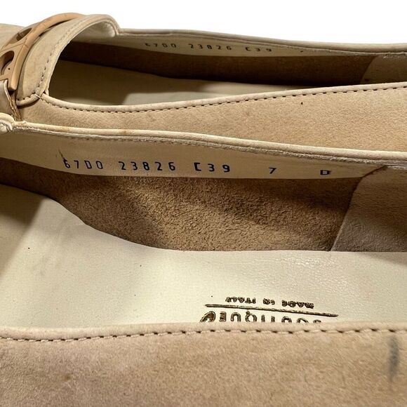 Salvatore Ferragamo Low-Heeled Loafer Shoes Size 7 Women's Cream Square Toe - Picture 7 of 11
